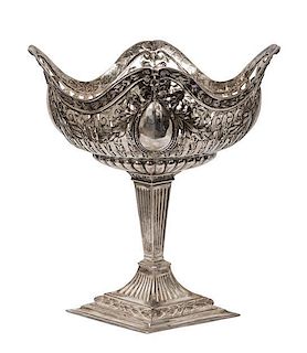 A George III Silver-Plate Footed Sweetmeat Dish Height 9 1/2 inches.