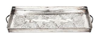 An American Silver Bread Tray, S. Kirk & Son, Baltimore, MD, having a galleried edge and handles.