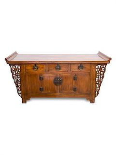 A Chinese Export Altar Table Height 32 5/8 x width 73 x depth 21 1/4 inches.