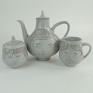 Jonathan Adler "Utopia" Three Piece Tea Set. Includes Teapot, cream pitcher and sugar bowl.