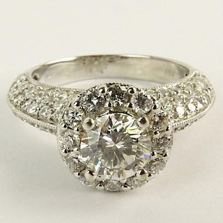 EGL Certified 1.01 Carat Round Brilliant Cut Diamond and 18 Karat White Gold Engagement Ring