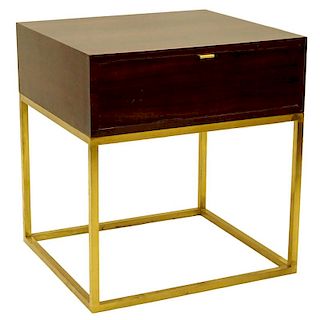 Todd Hase, American 21st Century "Duval" Macassar Ebony and Brass Side Table with Drawer (prototype).