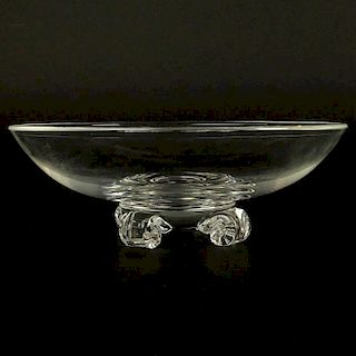 Steuben Scroll Footed Clear Crystal Bowl by John Dreves.