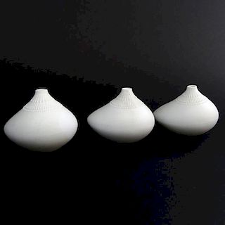 A group of three (3) Mid Century Rosenthal Studio Linie White Ceramic "Pollo" vases designed by Tapio Wirkkala,