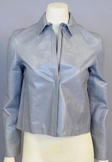 New Calvin Klein grey leather women's jacket, retail $1,940.