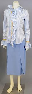 Etro women's blue shirt new with tag $480 and a blue skirt.
