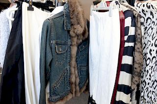 Seventeen womens small shirts, blouses, and skirts to include Theory white denim jacket (size 4) new with tag $325...