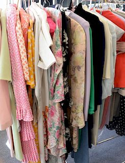 Thirty-five dresses and suits in silk, cashmere, and wool including two Vantana with tags, Theory Bloomingdale's, Ellen Tracy, etc.