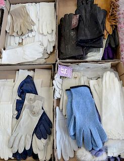 Four box lots of woman's gloves including leather, cashmere, and wool.