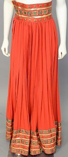 Lanvin Paris designer red skirt with boned waist band (lg. 48").