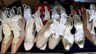Eleven pairs of Rene Mancini womens shoes, heels, and pumps including snake skin, leather, and satin. size 36-37