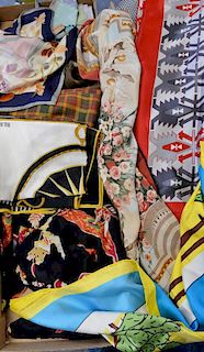 Group of ten large silk scarves in two box lots including Fiandaca, Bill Blass, Miguel Cruz, etc.