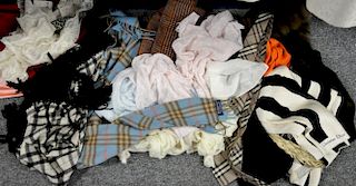 Large group of scarves and shawls including silk, cashmere, mink, Burberry, etc.