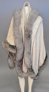 Cashmere/wool cape or small throw cover with fur trim.