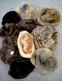 Ten fur hats, three are Fox by Worth & Worth and Saks Fifth Avenue, and six are mink by Adolfo, Amrose, Martha, etc.
