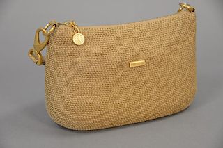 Eric Javits squishee natural tan handbag / purse, never used, 7" x 10" x 4".