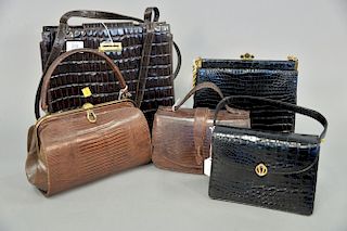 Five alligator skin purses including Francesco Blasia leather and three Bellestone.