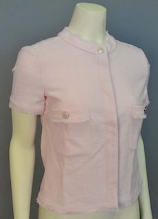 Chanel blouse with pink short sleeves with self fringe, new with tags RTW (retail $1,640).