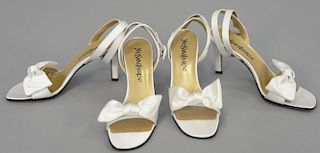 Yves Saint Laurent two pairs of flash-white pumps and heels, new in box. size 6N