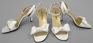 Yves Saint Laurent two pairs of satin flash white pumps / heels, new in box. size 6N & 6M