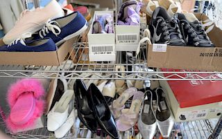 Twenty-one pairs of shoes, pumps, slippers, boots, etc. including Jacques Levine, Adrienne Vittadini, Daniel Green, Enzo Angiolini, etc.