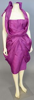 Christian Dior, Spring/Summer 1983, Strapless cocktail dress of purple loosely-woven shantung silk, with bubble skirt. Excellent condition.