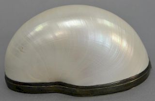 Marguerite Stix large silver mounted shell box.
