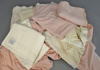 Nine blankets including The White House merino wool Atkinson blanket, Two Lanerossi Arredo Schweitzer Linens blankets, four pink wool (without tag), a