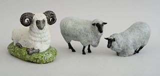 PAIR OF ENGLISH PAINTED CAST-IRON FIGURES OF BLACK-FACED SHEEP