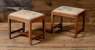 PAIR OF GEORGE III ASH AND PINE STOOLS