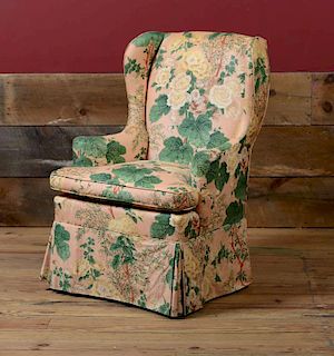 CHINTZ UPHOLSTERED WING CHAIR