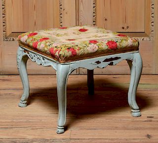 LOUIS XV STYLE BLUE PAINTED TABOURET