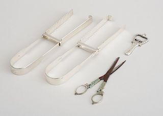 TWO PAIRS OF GEORGE III SILVER ASPARAGUS TONGS