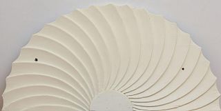 WHITE-PAINTED CARVED PINE FAN-LIGHT AND COVER