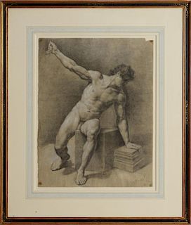 ATTRIBUTED TO ANTON VON MARON (1733-1808): STUDY OF A SEATED MALE NUDE