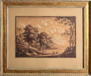 FRENCH SCHOOL: LANDSCAPE WITH FIGURES