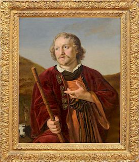 JAN VICTORS (1619 - c. 1676): A SHEPHERD WITH HIS STAFF, HIS HERD BEYOND