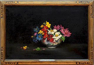 LAURENCE BIDDLE (1888-1968): BOWL WITH FLOWERS