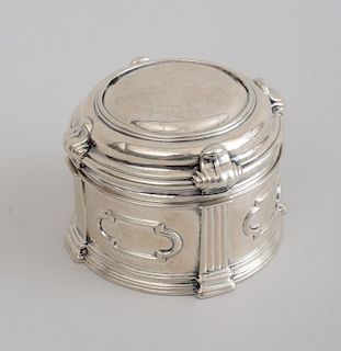 GEORGE II ARMORIAL SILVER CIRCULAR BOX AND COVER