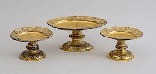 ASSEMBLED SILVER GILT THREE-PIECE COMPOTE SET