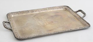 S. KIRK & SON, CO. PRESENTATION SILVER TWO-HANDLED TRAY