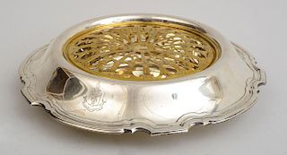 TIFFANY & CO. CRESTED SILVER ROLL-OVER DISH