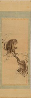 ATTRIBUTED TO MORI SOSEN (1747-1821): TWO MONKEYS ON BLOSSOMING BRANCHES