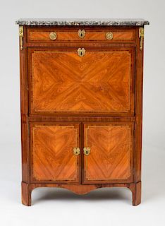 LOUIS XVI ORMOLU AND GILT-METAL-MOUNTED KINGWOOD AND TULIPWOOD PARQUESTRY SECRETAIRE À ABATTANT