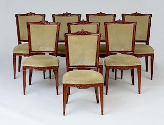 SET OF EIGHT DUTCH NEOCLASSICAL MAHOGANY DINING CHAIRS