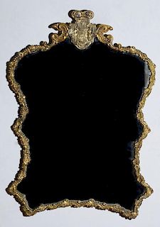 CONTINENTAL GILT-METAL AND MAHOGANY DRESSING TABLE MIRROR, PROBABLY RUSSIAN