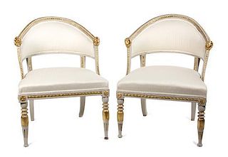 A Pair of Gustavian Style Painted Chairs