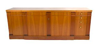 A Biedermeier Style Fruitwood Cabinet Height 30 x width 80 x depth 19 inches.