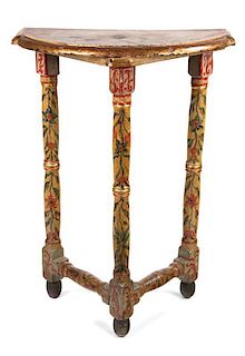 An Italian Painted Console Table Height 36 1/2 x width 26 x depth 13 1/2 inches.