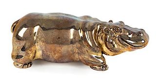 An Italian Silver Model of a Hippopotamus, , realistically modeled